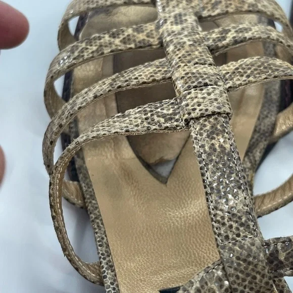 STUART WEITZMAN ZIP UP GLADIATOR HEELED SANDLES FAUX BEIGE SNAKE LEATHER size 9 - Picture 5 of 9
